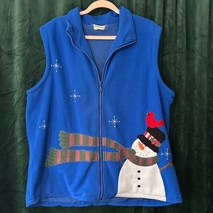 Vintage Fleece Snowman Christmas Vest